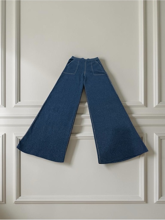 Zara Pants - Zara High Rise Wide Leg Knit Pull On Pants.
Denim Blue. Size : Small